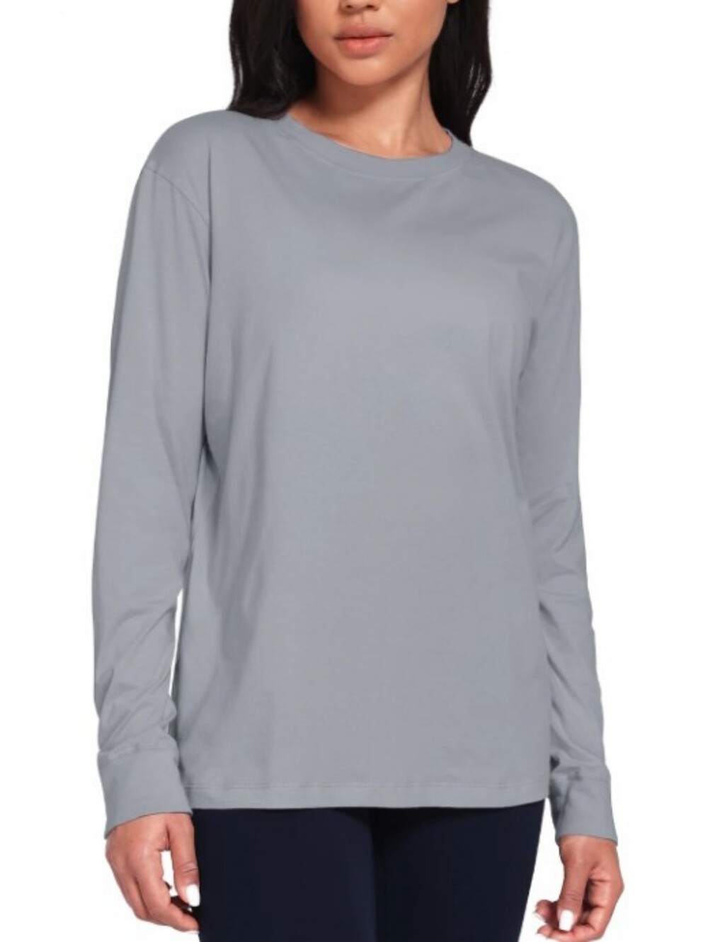 HeyNuts Long Sleeve Pima Soft Cotton Workout Yoga Fashion Tee Grey Sz XS NWT